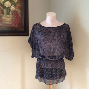 Miley Cyrus MaxAzria Paisley Blouse Black Purple M